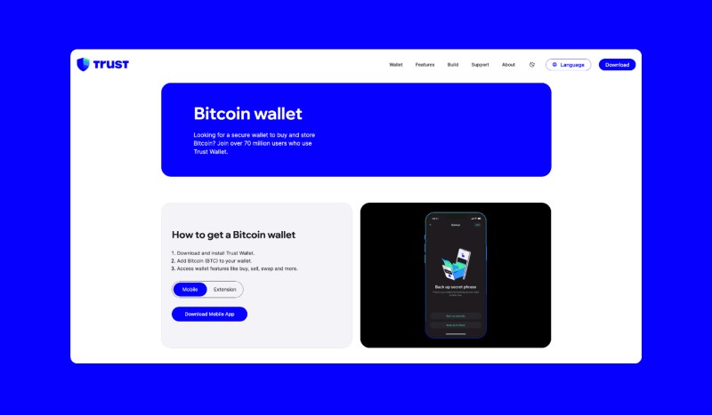 Seed phrase backup screen in a wallet app